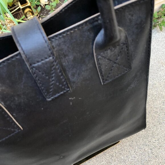 Vintage FRANCHI Square Midcentury Purse Black Leather Buckle Shoulder Hand Bag - Picture 4 of 10